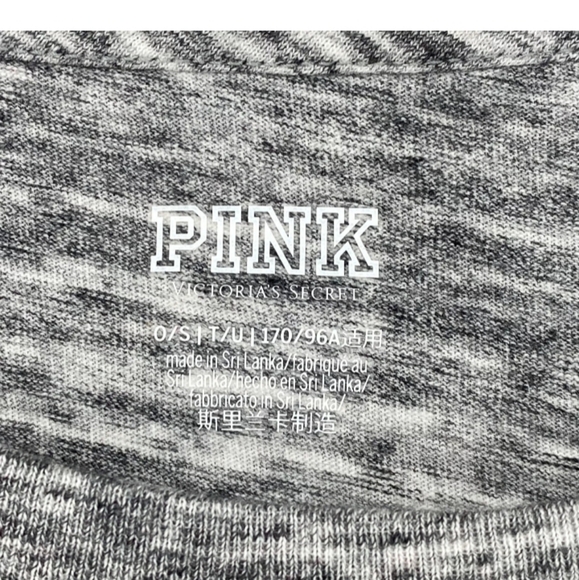 VICTORIA'S SECRET PINK Shirt One Size Embroidered Rainbow Heart Heather Gray - Picture 4 of 5